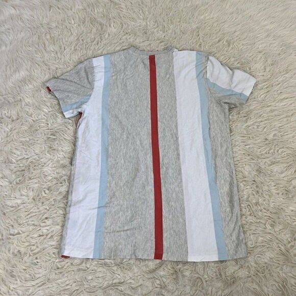 San Francisco Work Shirts T Shirt Gray Blue White Vertical Stripe Short Sleeve M - Picture 2 of 8